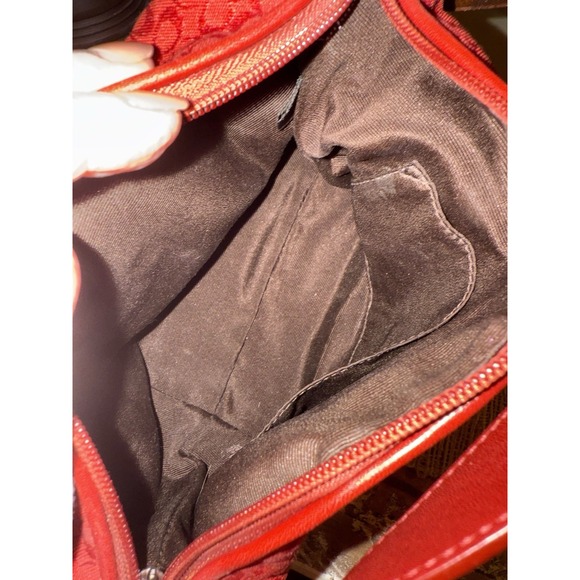 Coach Y2K Vintage Cherry Red SoHo Signature Mini Pouch Jacquard Hand Bag Rare - Picture 12 of 12